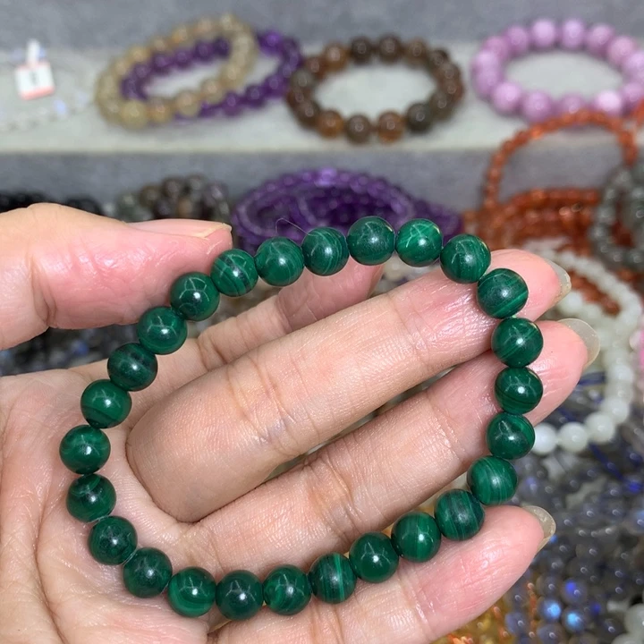 水晶未镶嵌手链孔雀石