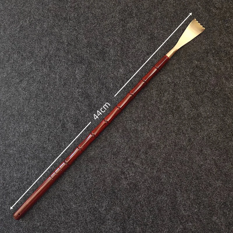 痒痒挠不求人黄铜头抓背器实木抓痒耙子背部止痒木雕竹节福字雕刻