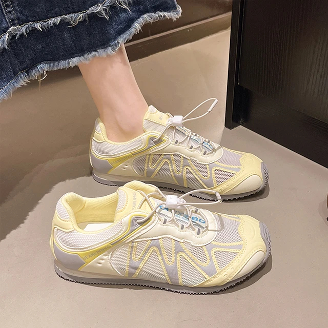 夏季单网透气户外登山鞋女2025新款粉色洋气百搭休闲阿甘鞋跑步鞋