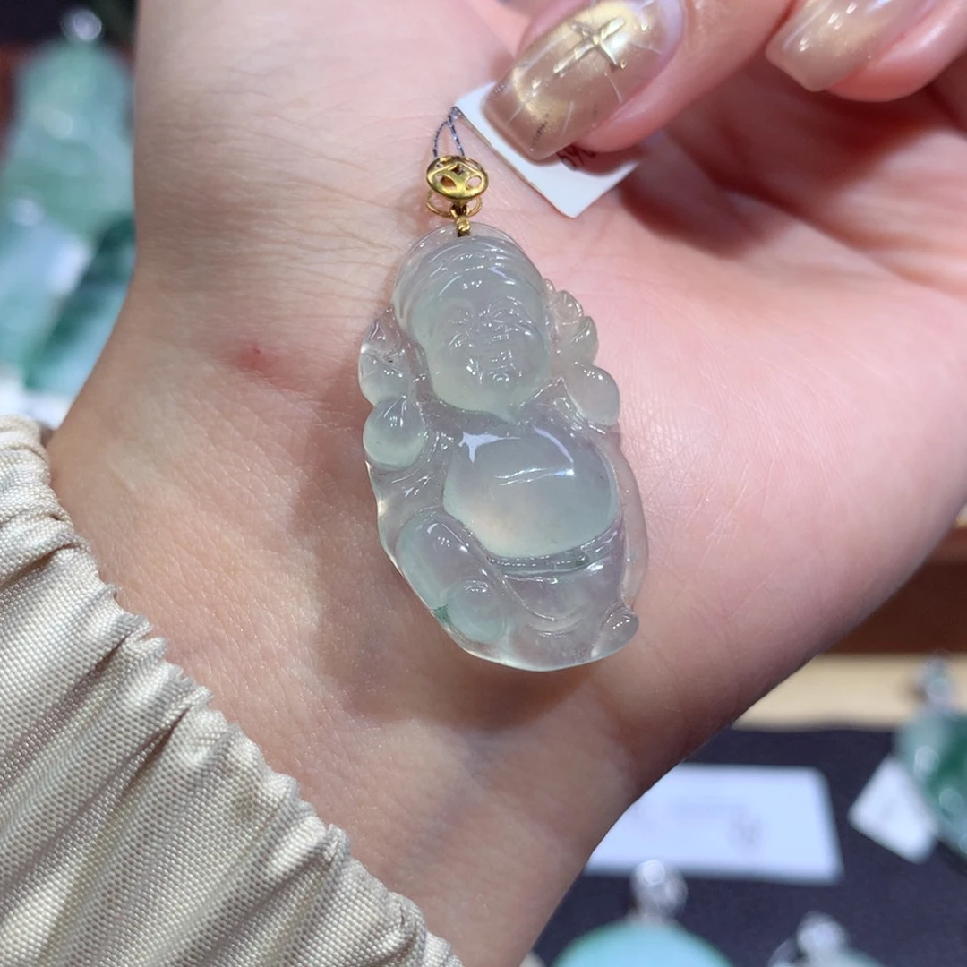 吊坠(不含链)18K金镶嵌翡翠