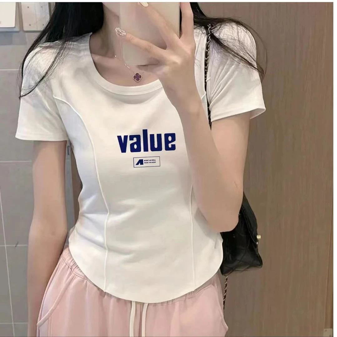 XVRV运动短袖2025夏季新款显瘦百搭休闲圆领T恤跑步健身跳操上衣