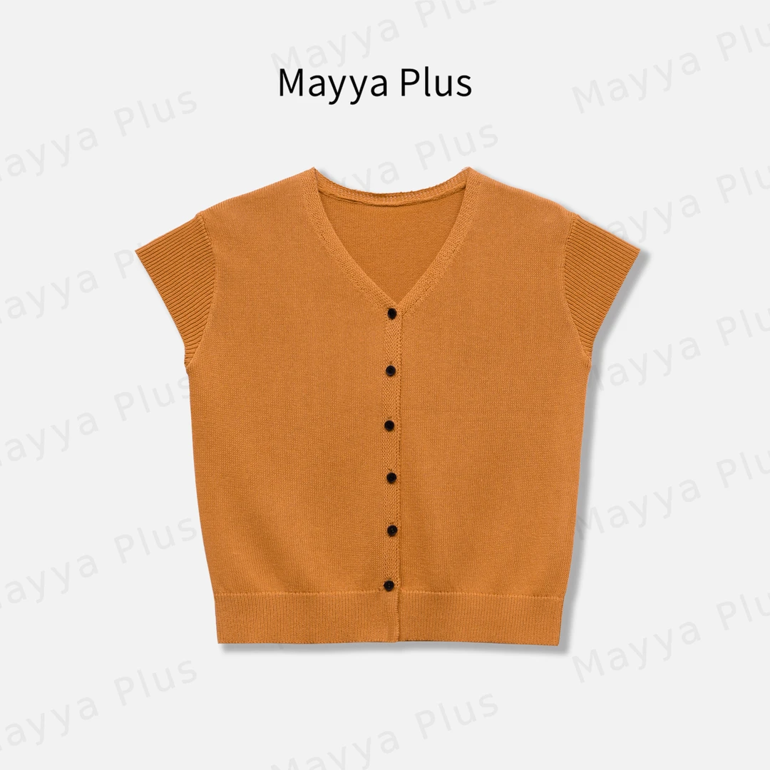 【念柔】Mayya Plus麦芽定制简约针织短袖开衫夏季百搭上衣32528915