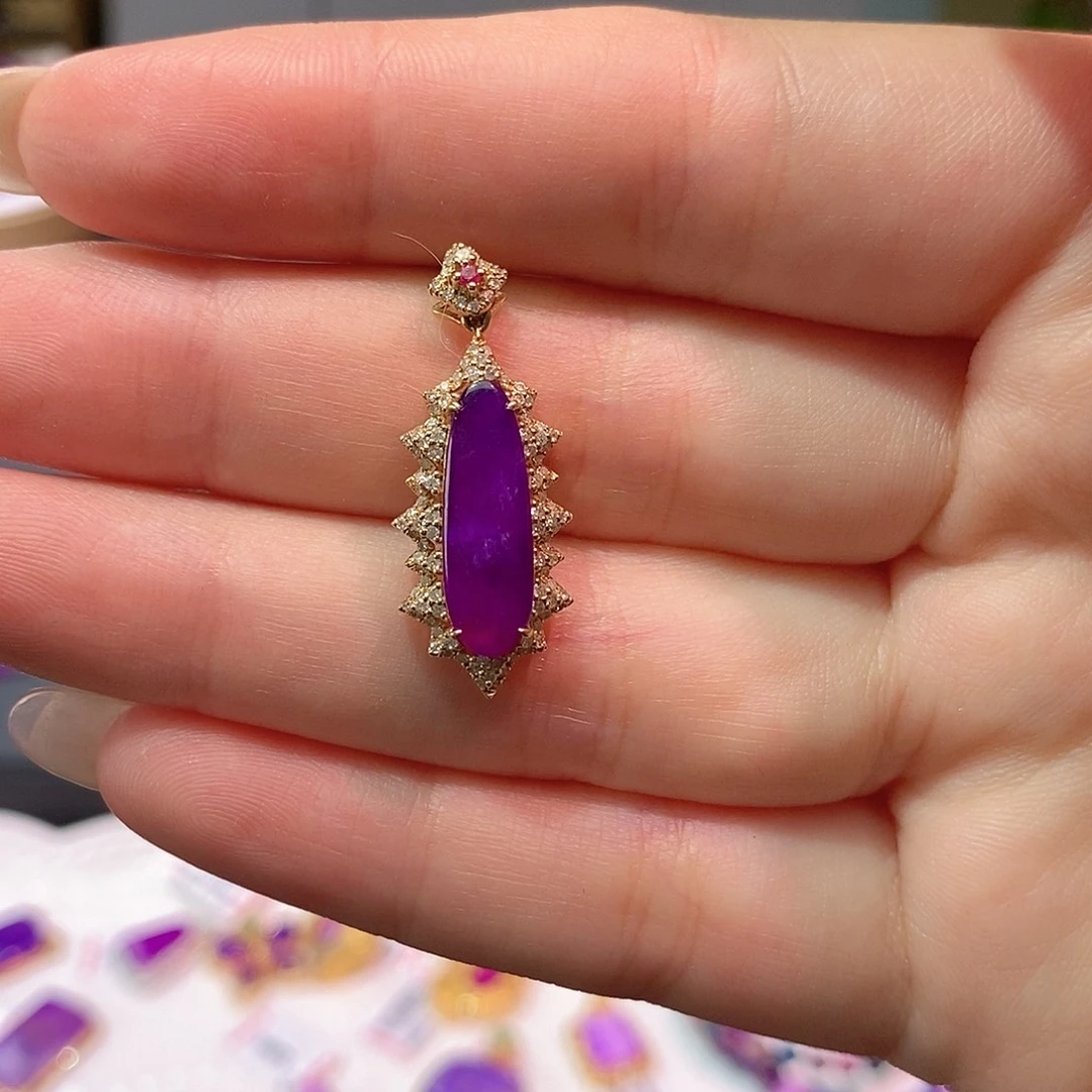 苏纪石（舒俱来）18K金镶嵌吊坠(不含链)