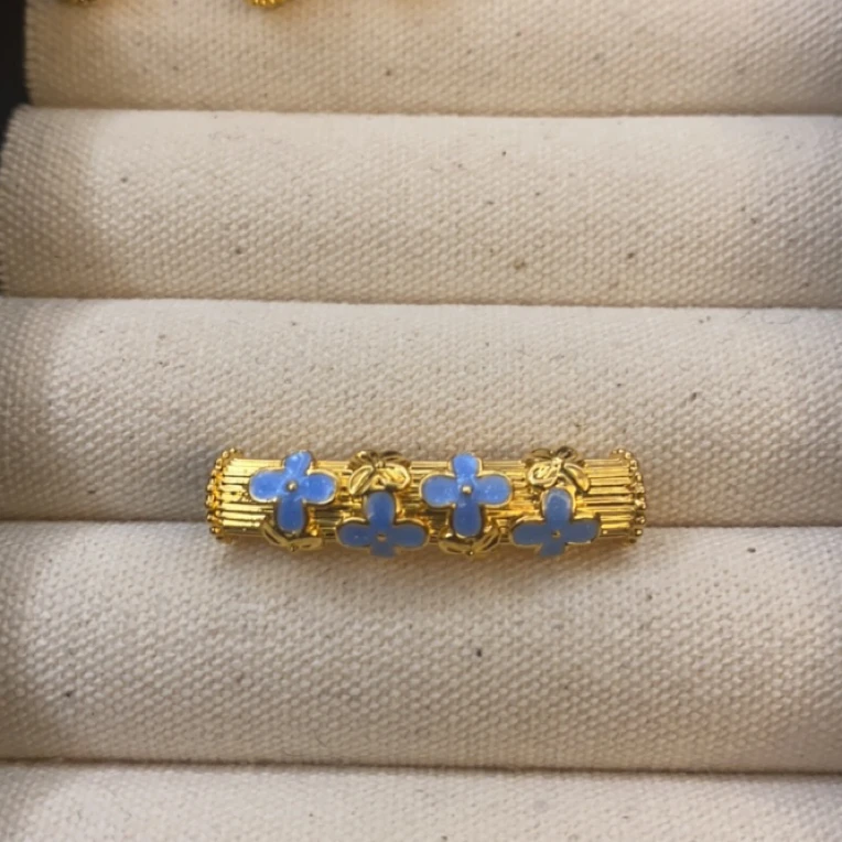 足金999/5d微硬金珐琅彩/正负±0.01介意的勿拍/兰花弯管