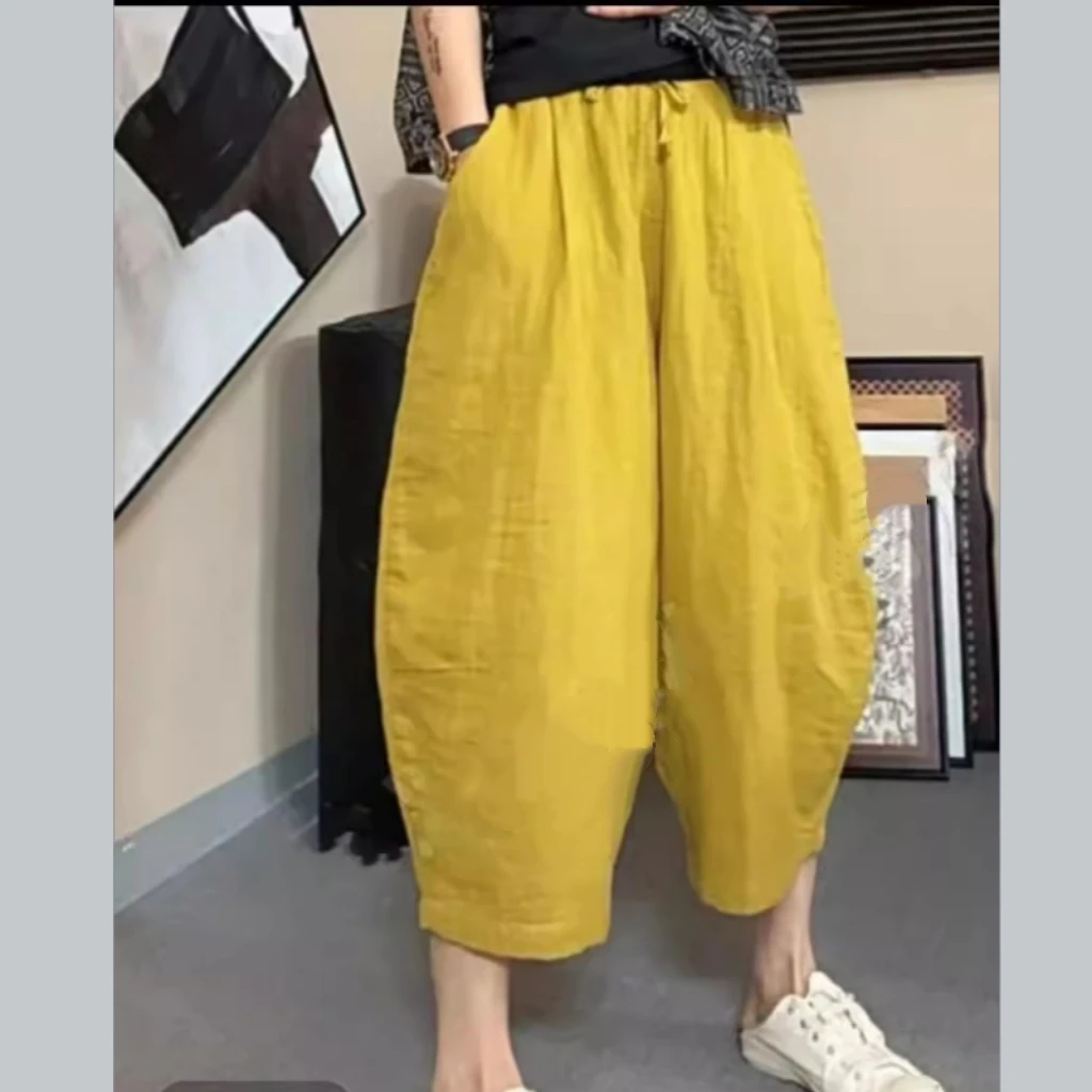 新款休闲七分裤休闲裤复古宽松百搭哈伦