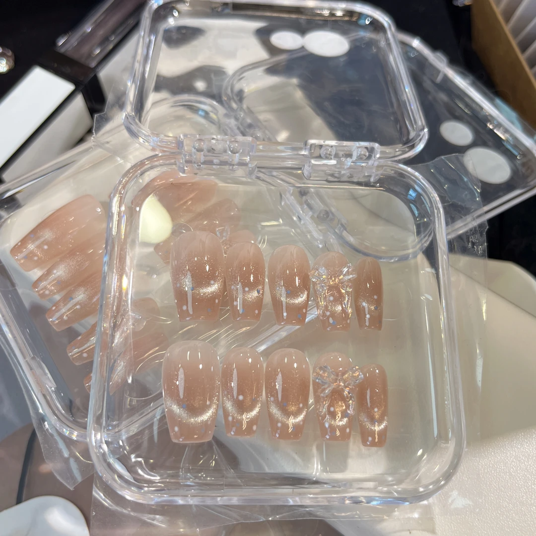 彩色波点-壹心纯手工穿戴甲 美甲贴片可拆卸假指甲10片装穿戴甲