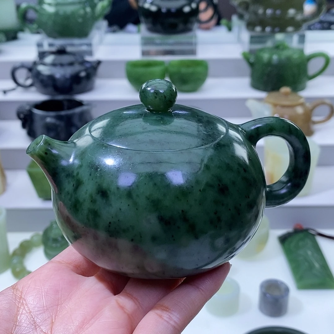 和田玉未镶嵌挂件茶壶