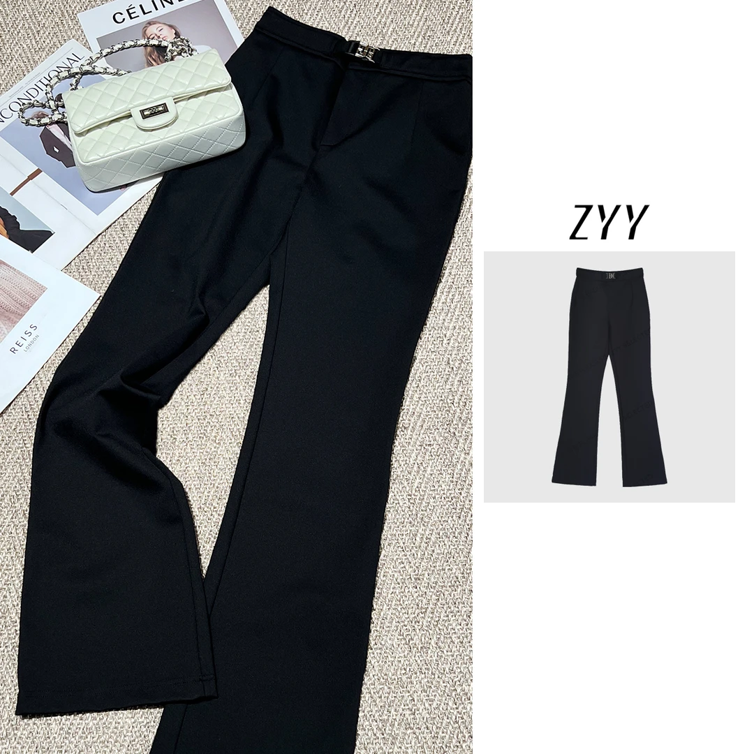 ZYY【都市写意】2025/S新品简混纺高腰弹力微喇休闲裤X25QXXK03985