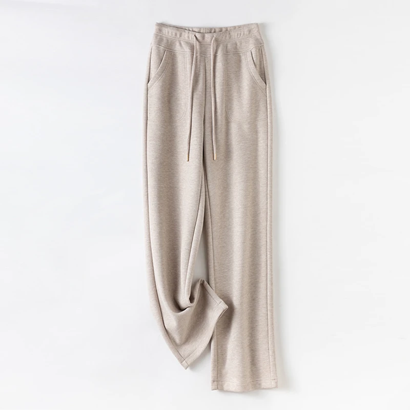 【新款上新】8828羊绒高腰显瘦阔腿裤子弹力窄版系带直筒阔腿裤