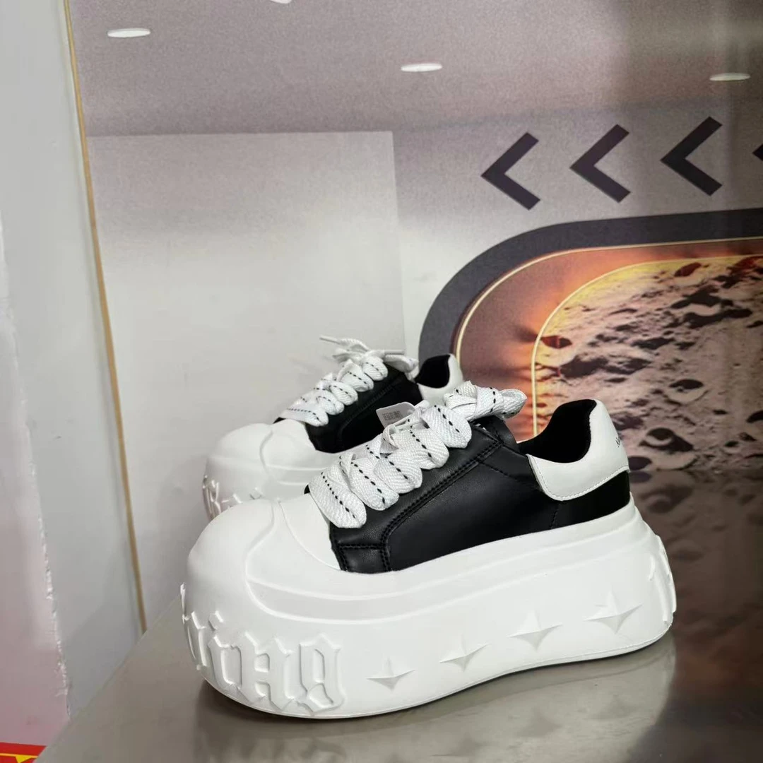 00145春夏新款2025圆头系带韩版简约休闲板鞋潮流百搭ins