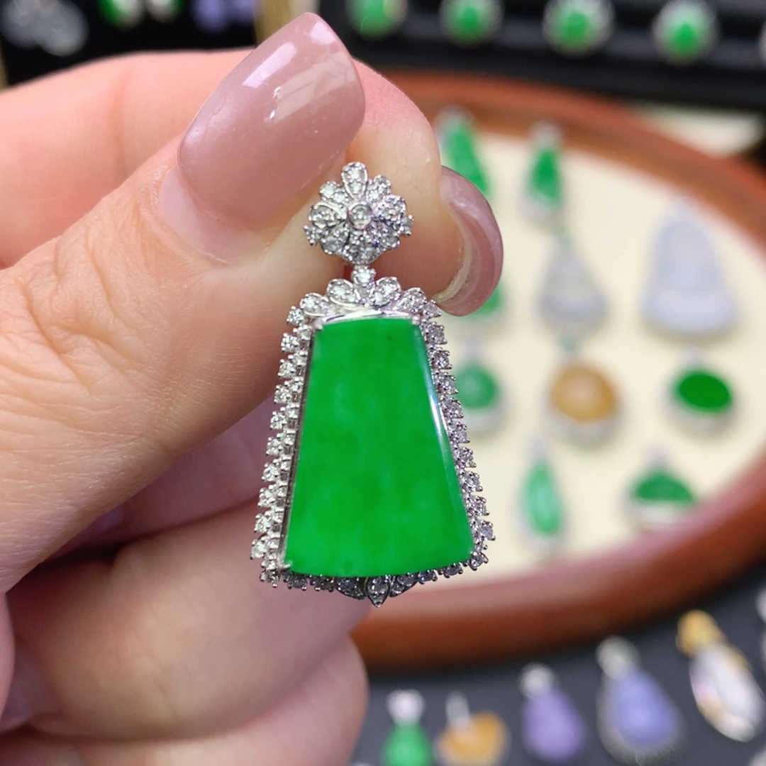 翡翠18K金镶嵌吊坠(不含链)