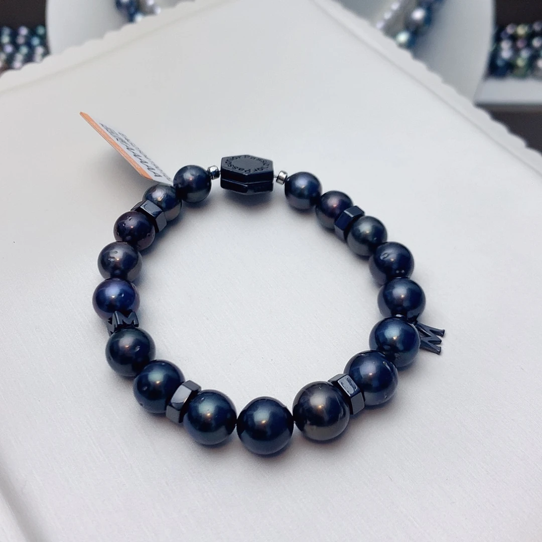 手链银S925镶嵌海水珍珠W8