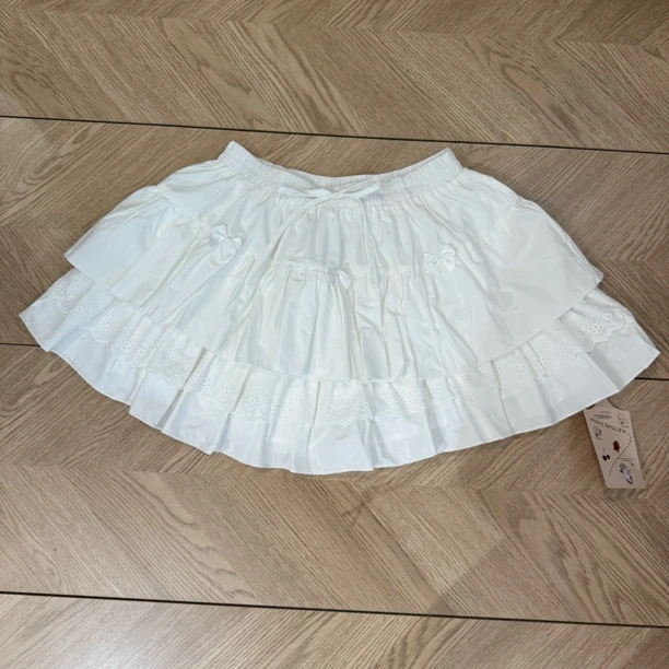 甜美芭蕾风拼接白色蛋糕短裙2025春季新款蝴蝶结半身裙女
