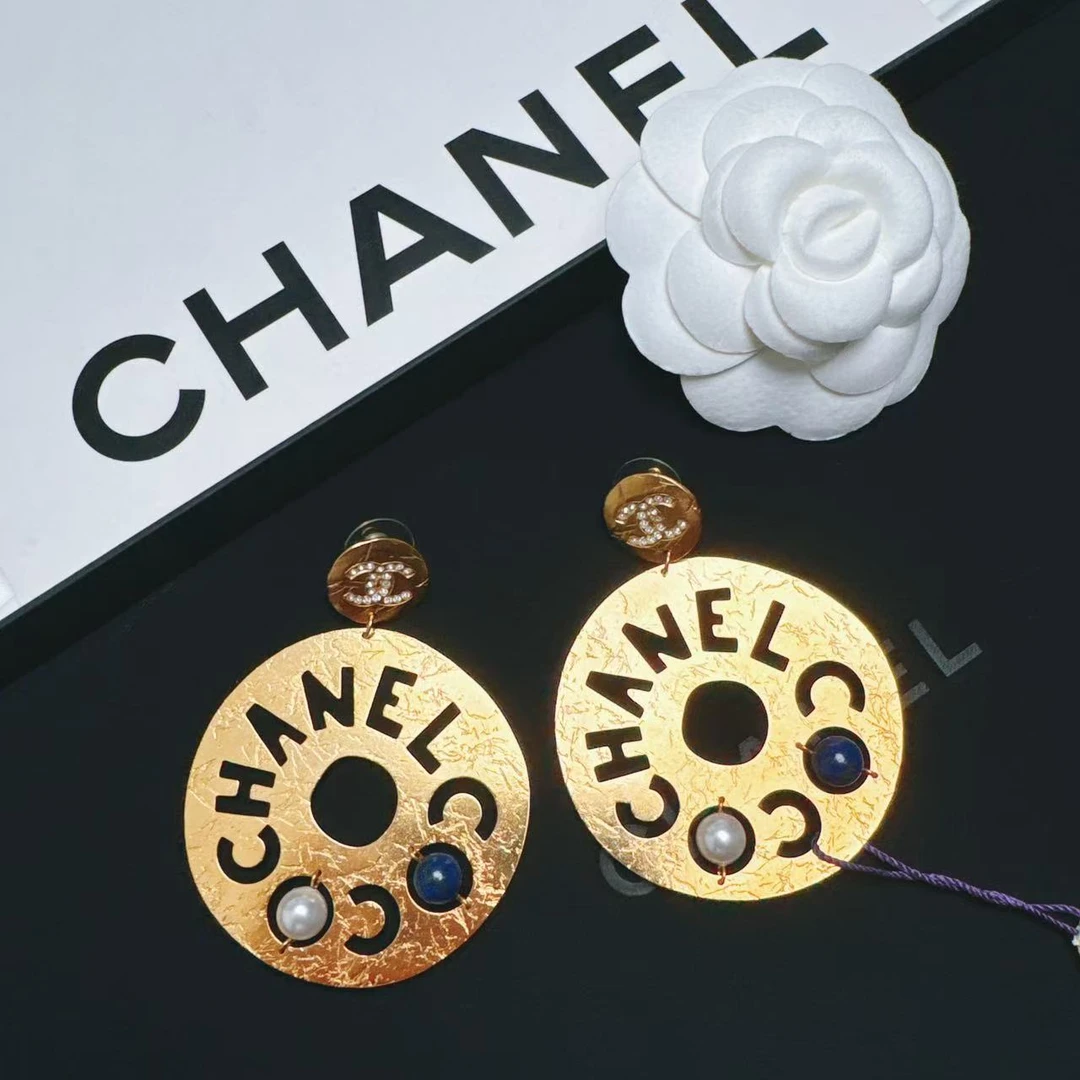 95新 Chanel/香奈儿 柚礼中古/香奈儿埃及镂空圆盘耳钉NG501011