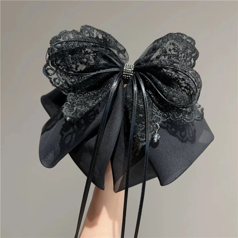 古今之恋新款布艺碎花蝴蝶结马尾抓夹后脑勺半扎发夹甜美头饰4440