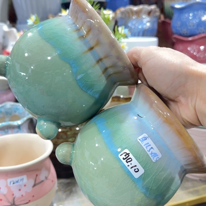 凑9块包邮，有孔，陶瓷花盆