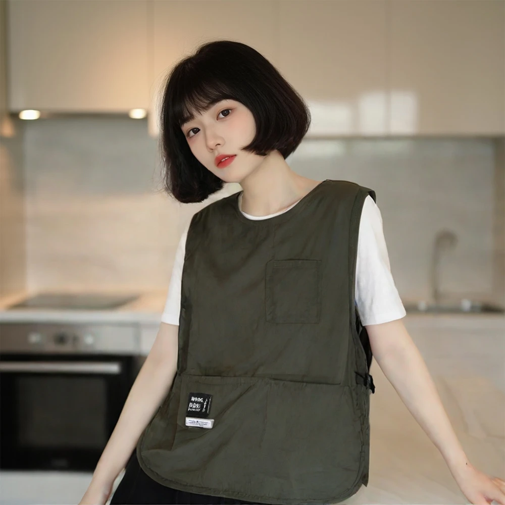 新款马甲围裙防油防水泼水工装咖啡师家用厨房餐饮工作服坎肩男女