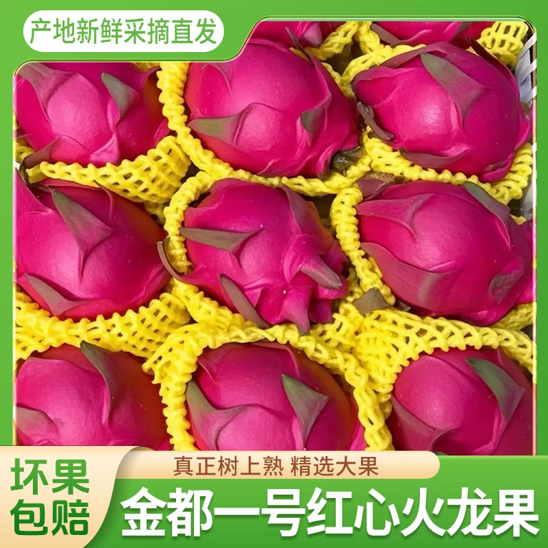 金都一号红心火龙果整箱5斤树上熟甜多汁新鲜热带广西应季水果