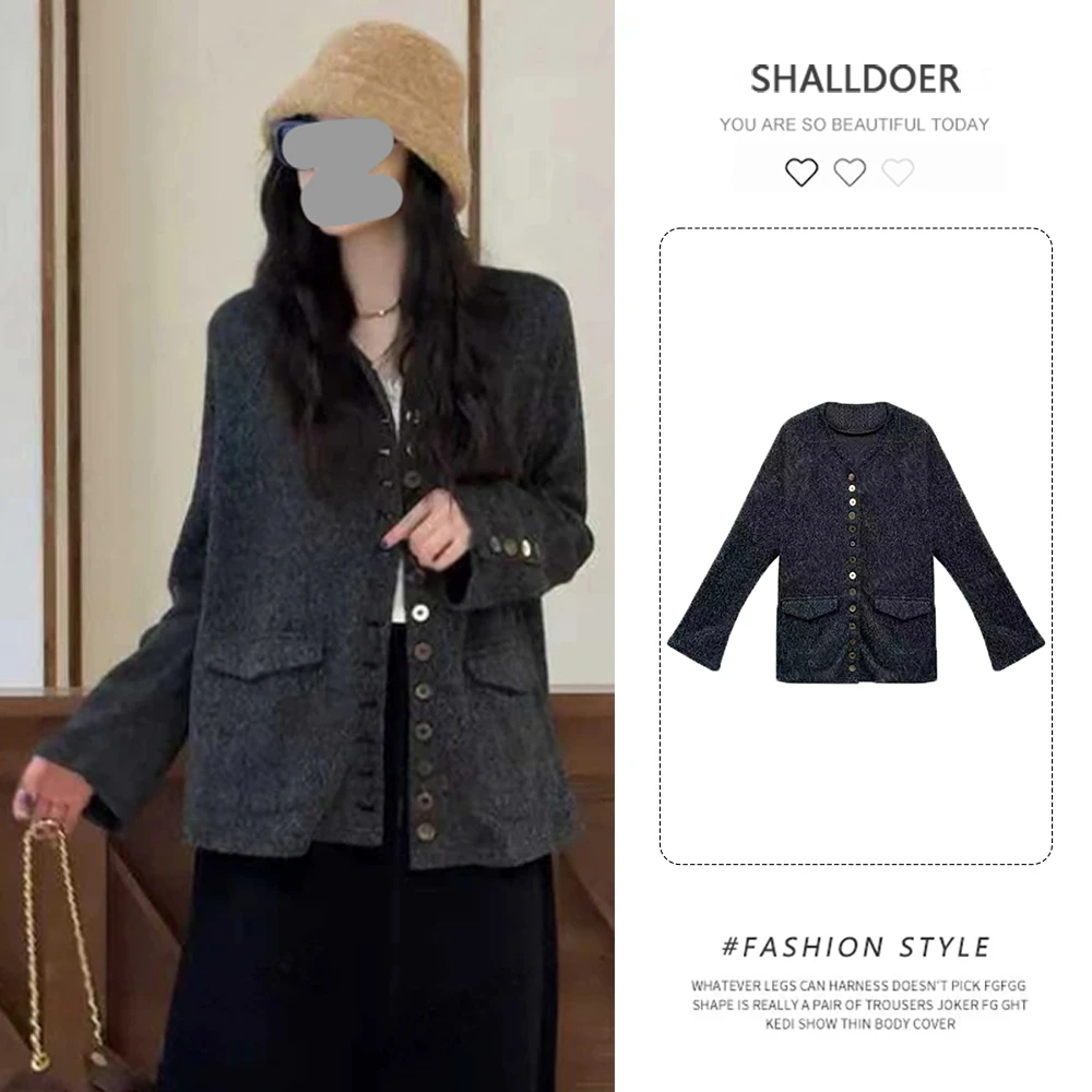 【费城日记】慵懒风时尚长袖针织外套女春秋新款宽松显瘦开衫上衣潮