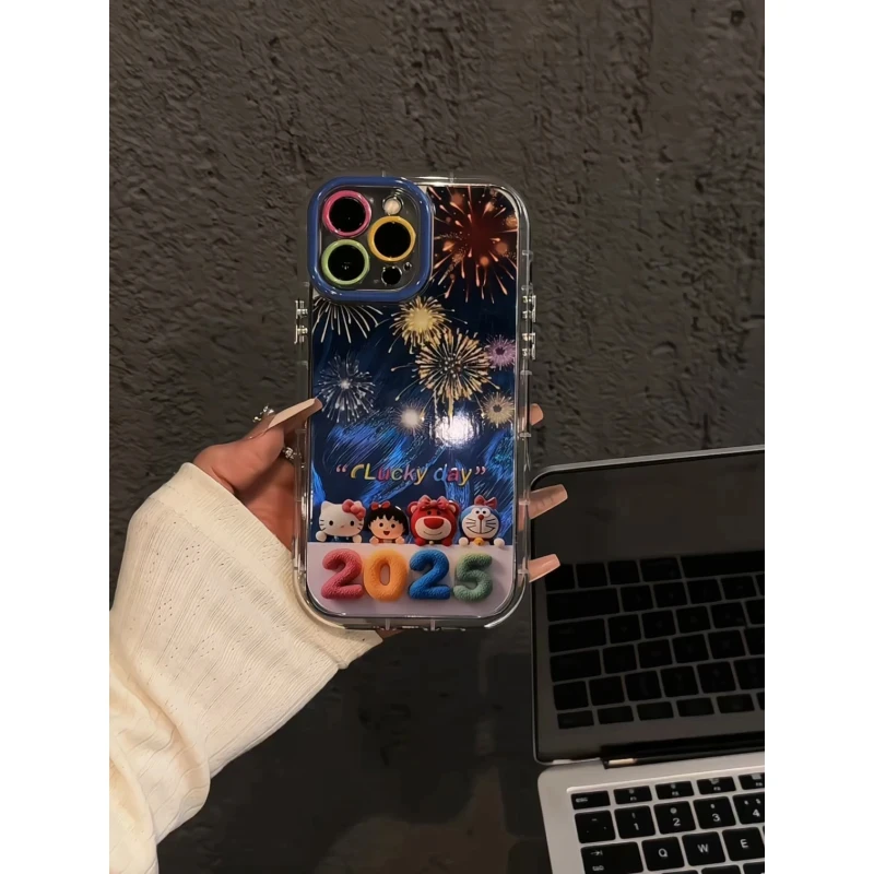 可爱烟花玩偶羽纱手机壳适用苹果16pro新款华为vivo高级小米OPPO