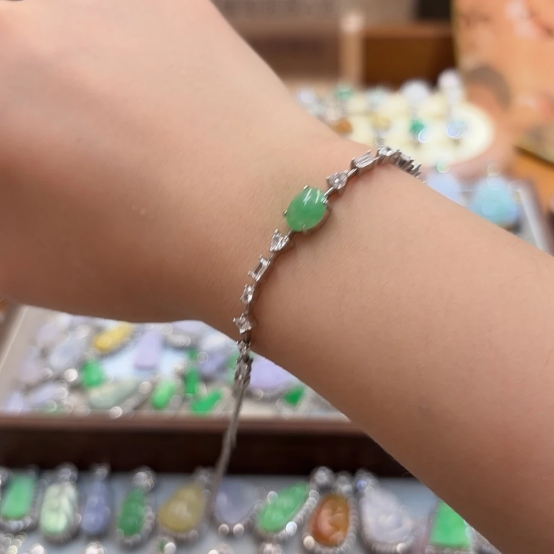 翡翠银S925镶嵌手链