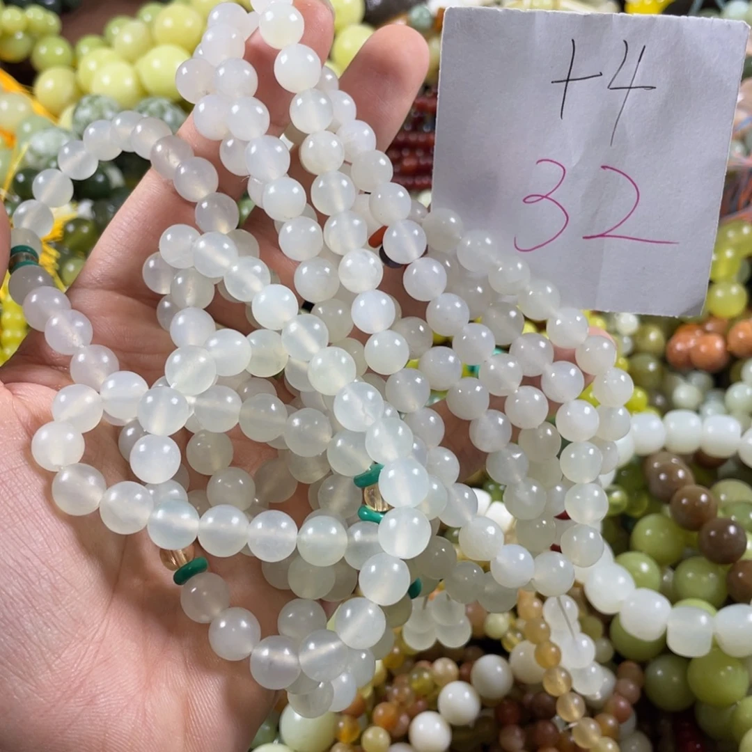 普***通蛇纹石玉未镶嵌手串