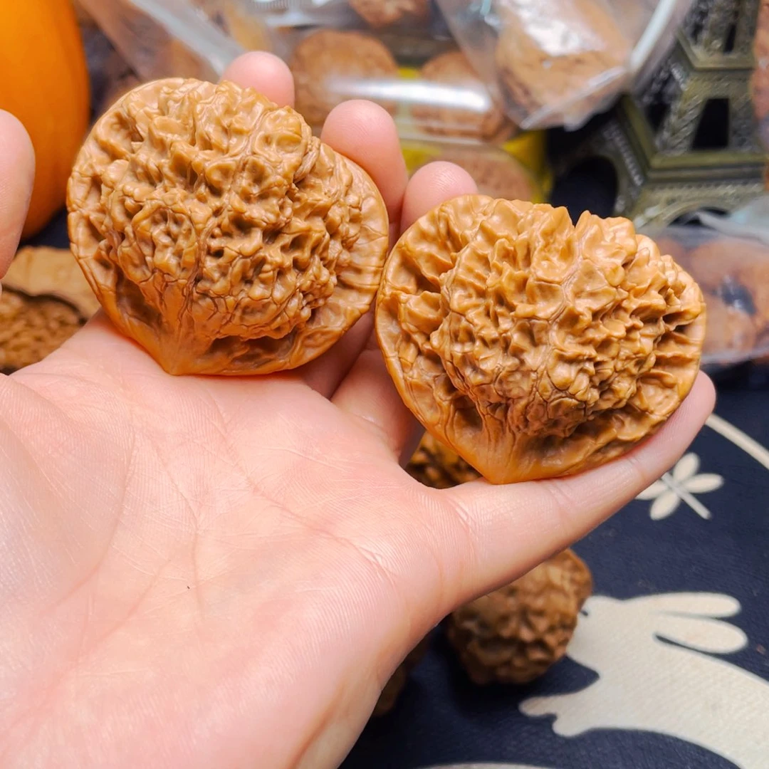 文玩核桃把件官帽一对