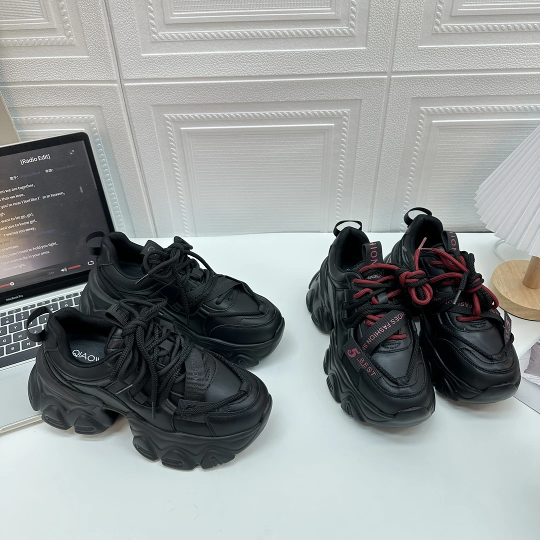 2025春季新款老爹鞋厚底时尚百搭系带 5907-3