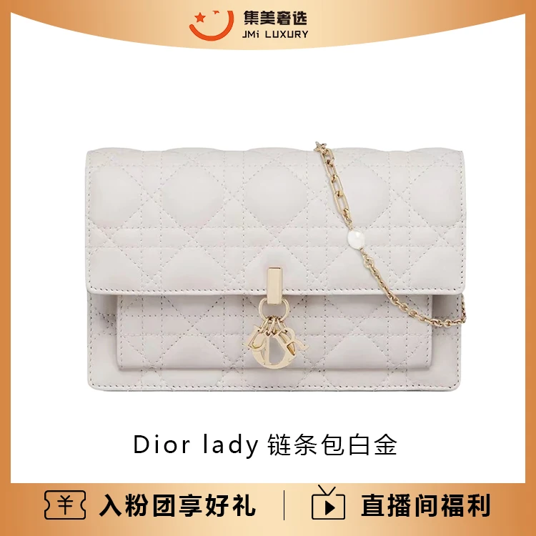 99新 DIOR/迪奥 Dior lady链条包白金时尚百搭款包/20500/AM3929