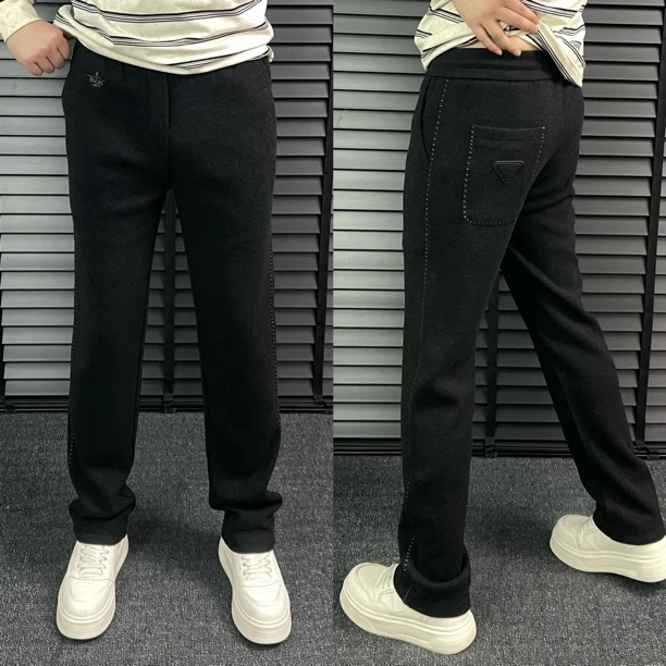 秋冬羊毛加厚混纺直筒男士高端休闲裤弹力保暖百搭潮流舒适