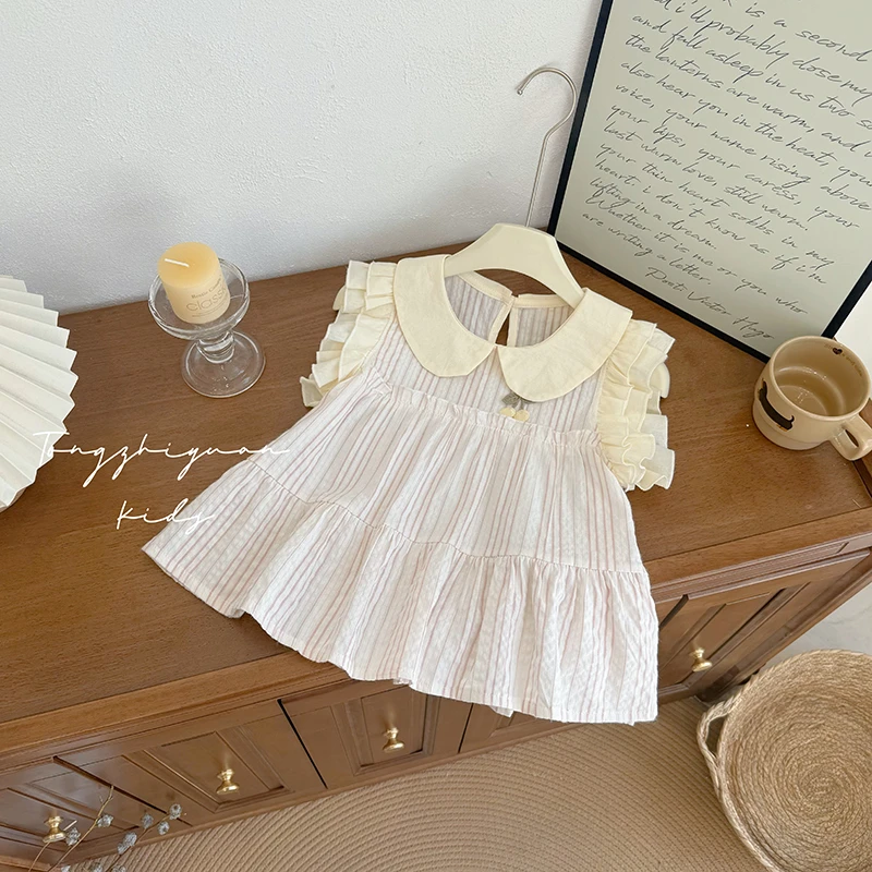 女童春季新款女童可爱风格小飞袖衬衣衬衫女宝宝洋气欧若风童装