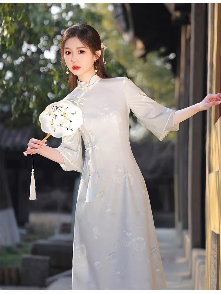 【风华绝代】中国风改良小个子透气旗袍连衣裙国风显瘦双层衣长115