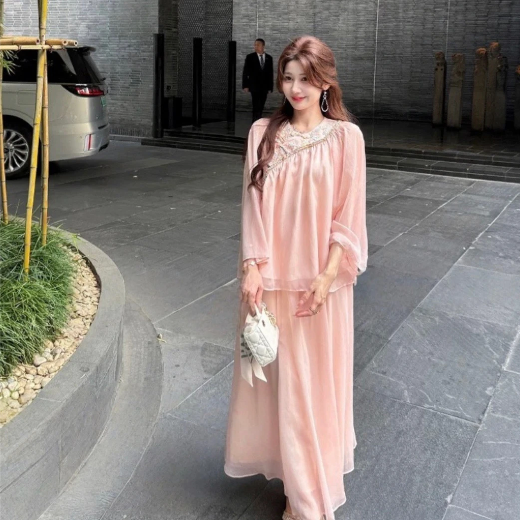 【蝶羽轻纱】新中式上衣半身裙套装；