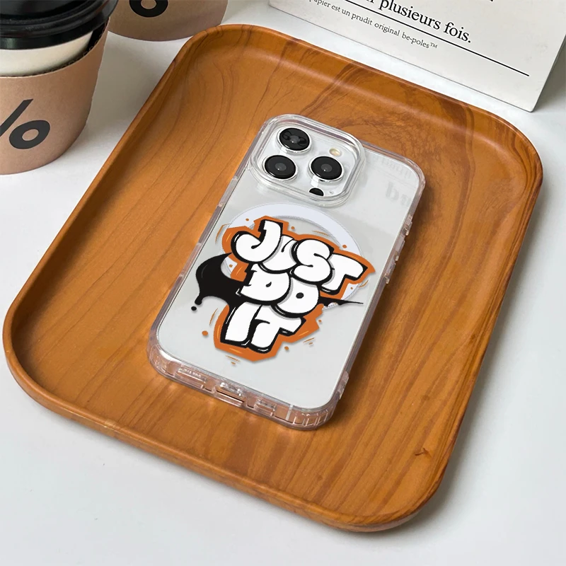 勇敢去做英文创意透明磁吸手机壳软壳适用iPhone16promax手机壳12