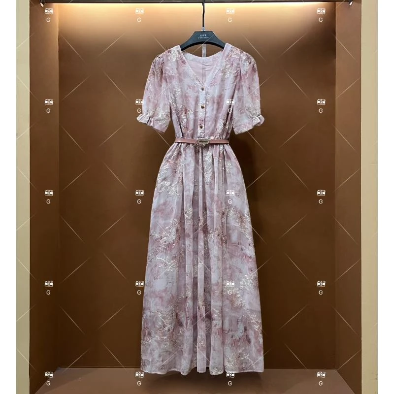 【丹】春夏丨设计师轻奢法式印花女士连衣裙 GS-55188