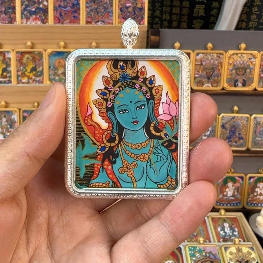 吊坠╬****o纯手绘【绿度母】非遗文化