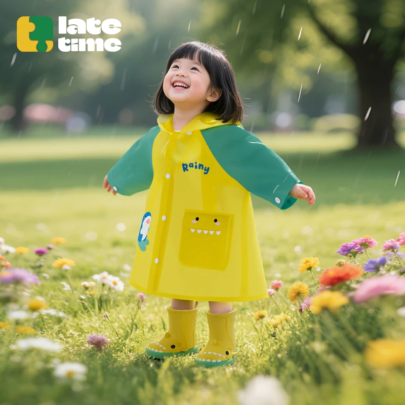 latetime儿童雨衣女童2025新款幼儿园小男童宝宝上学专用防水雨披