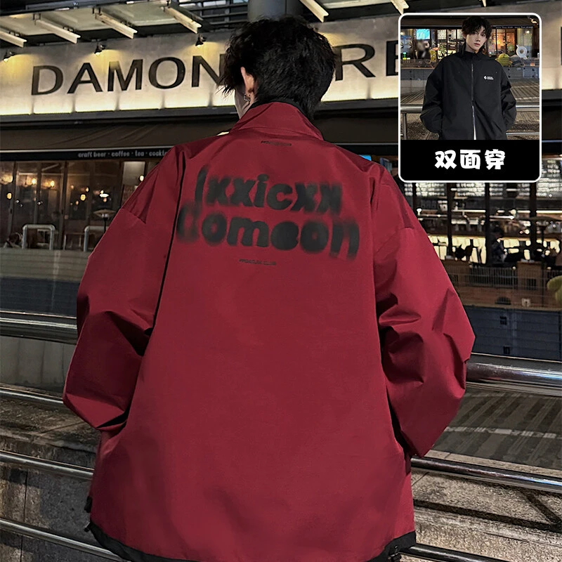 两面穿飞行夹克男款春季痞帅设计感满天星外套户外防风防水冲锋衣