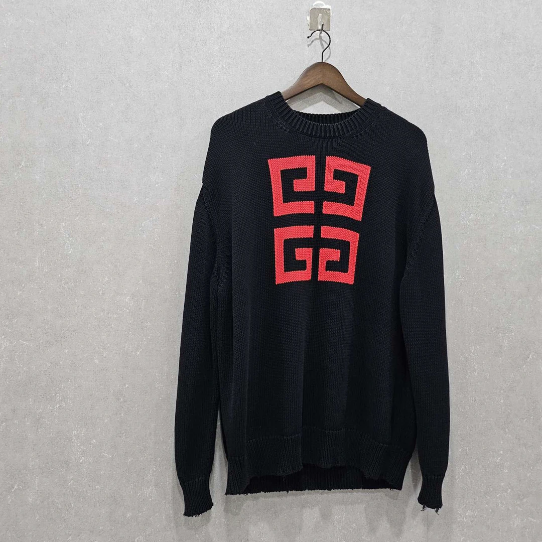 99新 Givenchy/纪梵希 徽标图案圆领宽松长袖毛衣L码/003873