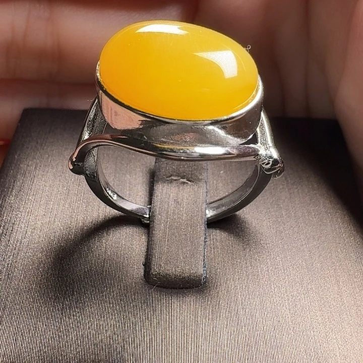 蜜蜡银S925镶嵌戒指戒指