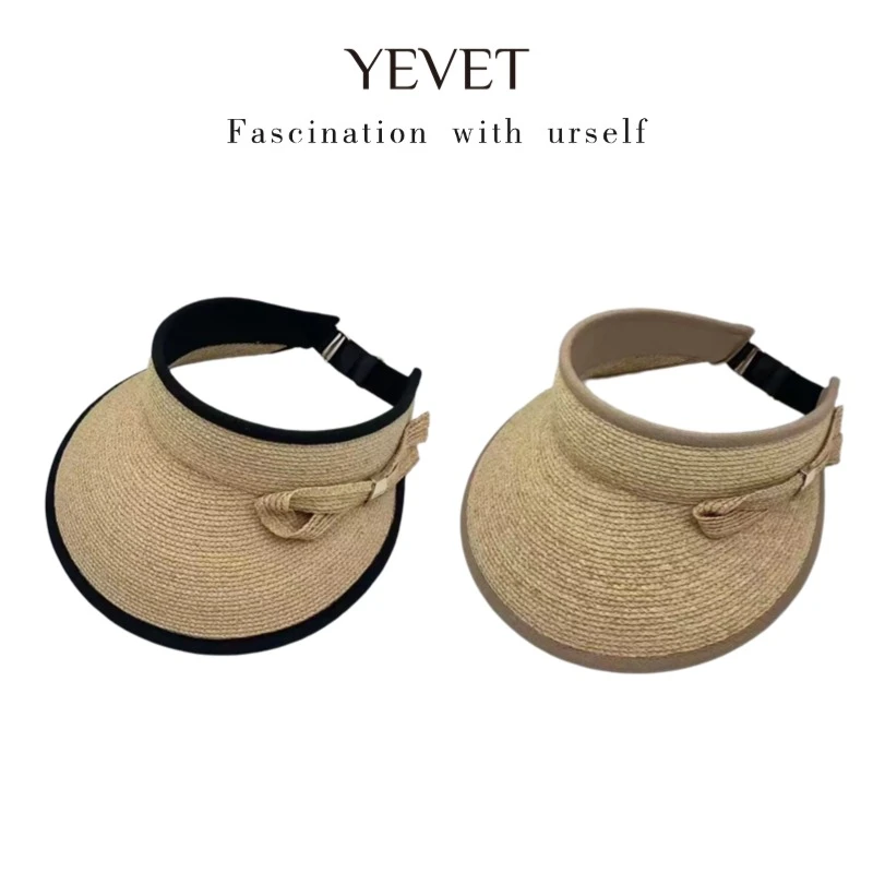 空顶草帽休闲风空顶帽遮阳帽帽子太阳帽大帽檐夏季