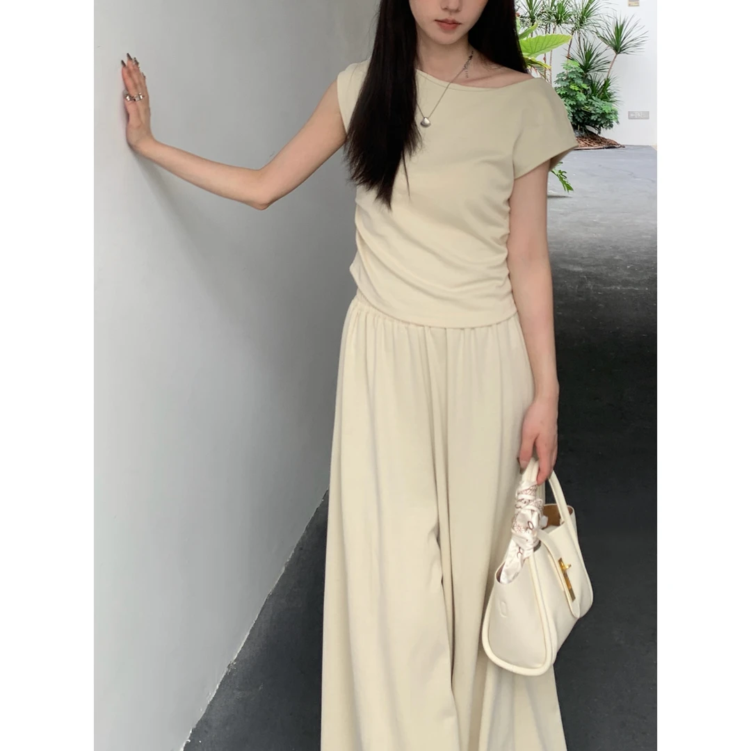 【清苍 时代周刊】气质百搭显瘦背心女时尚慵懒直筒阔腿套装两件套