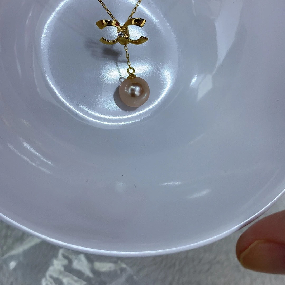淡水珍珠套链银S925镶嵌9-10