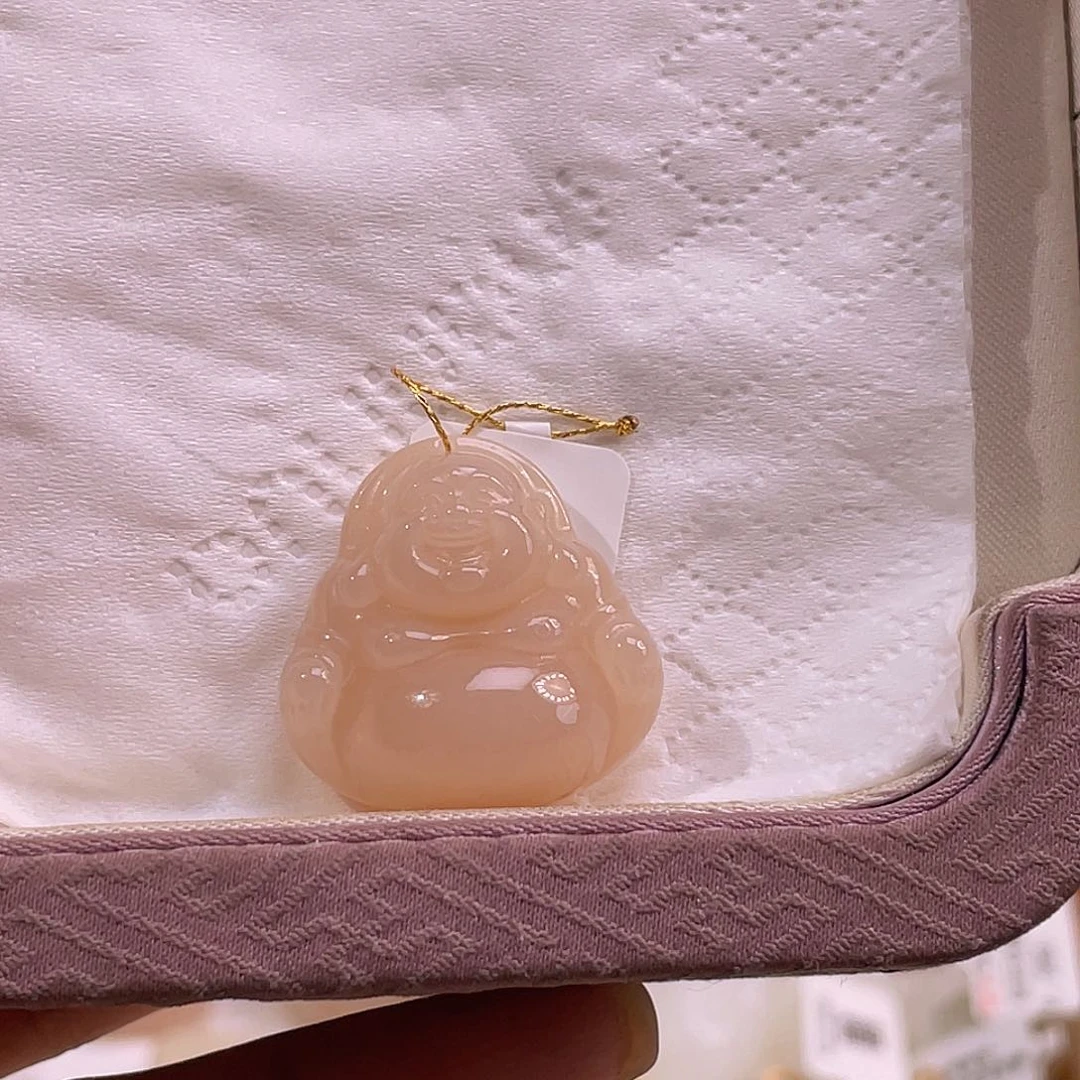 吊坠(不含链)未镶嵌和田玉藕粉浓红粉毕业佛公