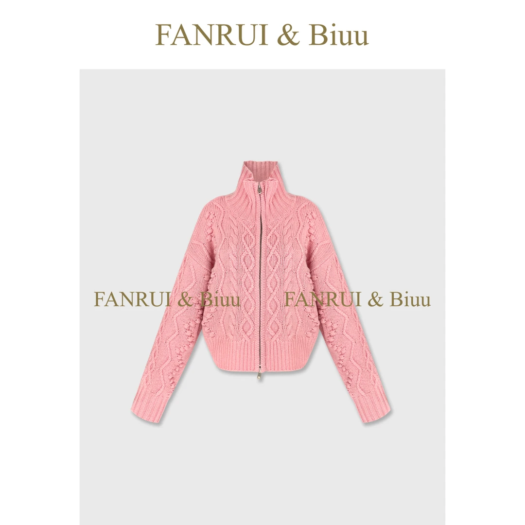 FANRUI/泛芮「云舒织境」羊毛钩花立领设计感轻奢洋气针织衫B19858