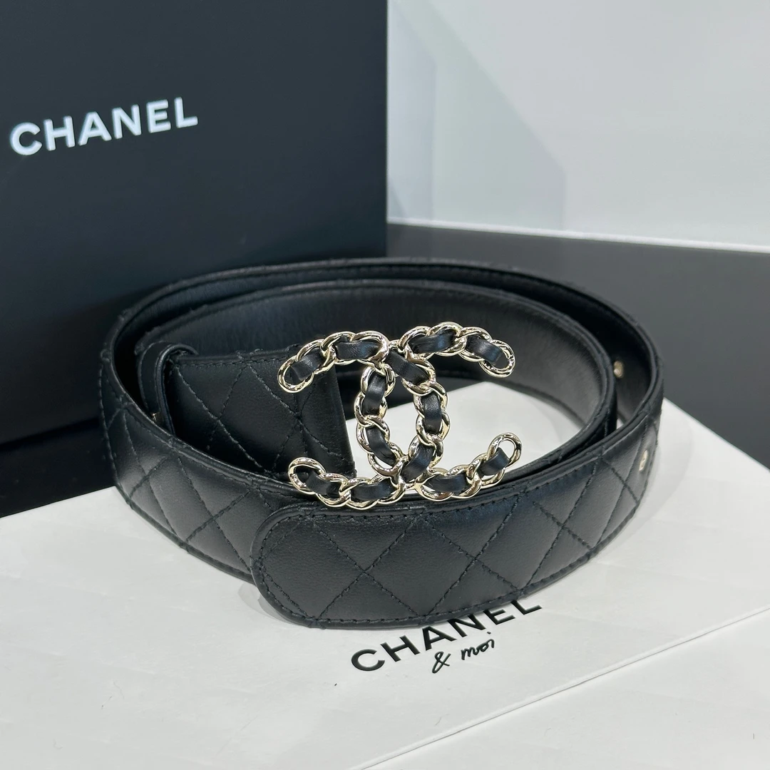 全新未使用 Chanel/香奈儿 经典双C菱格纹皮带 75码
