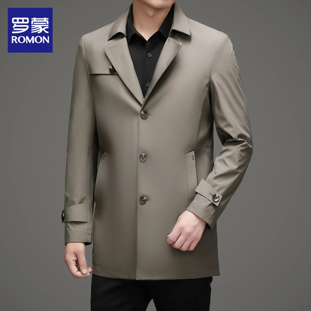 罗蒙高端男士风衣2025秋季中长款潮流高档轻奢痞帅休闲外套男装