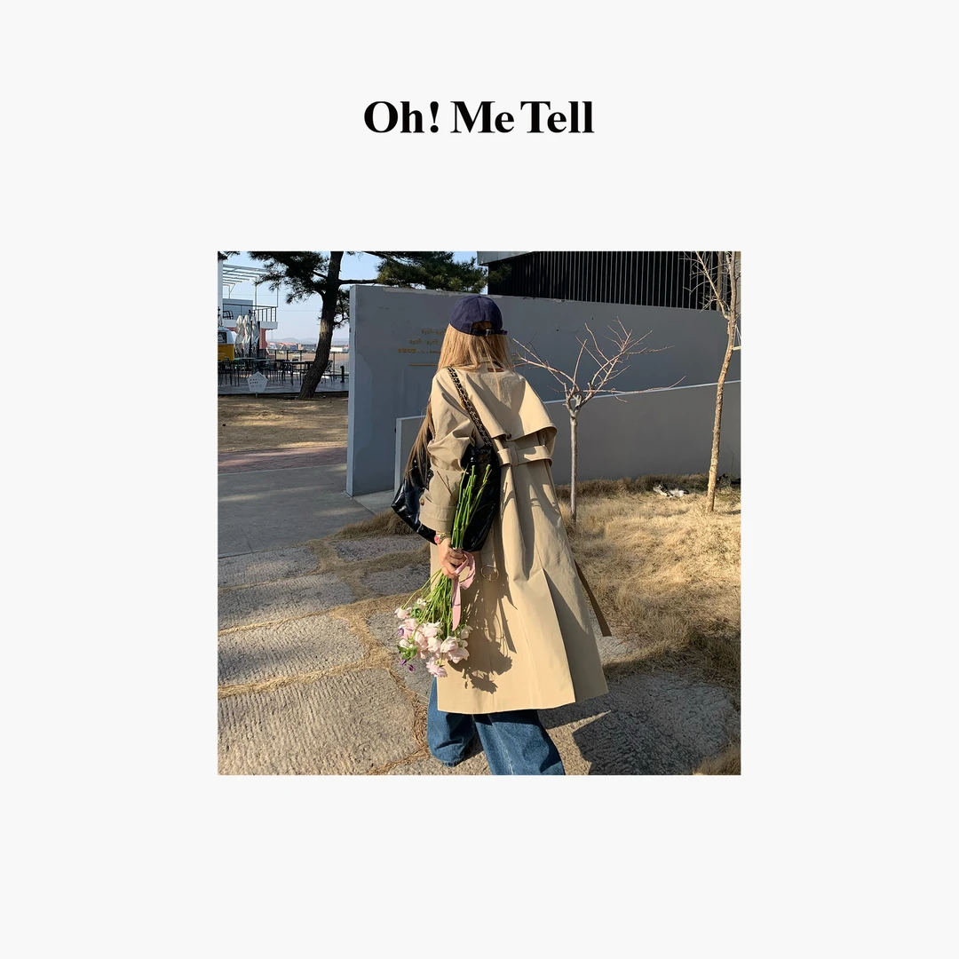 Oh！Me Tell【孙千同款】老钱风经典双排扣卡其色长款风衣外套女