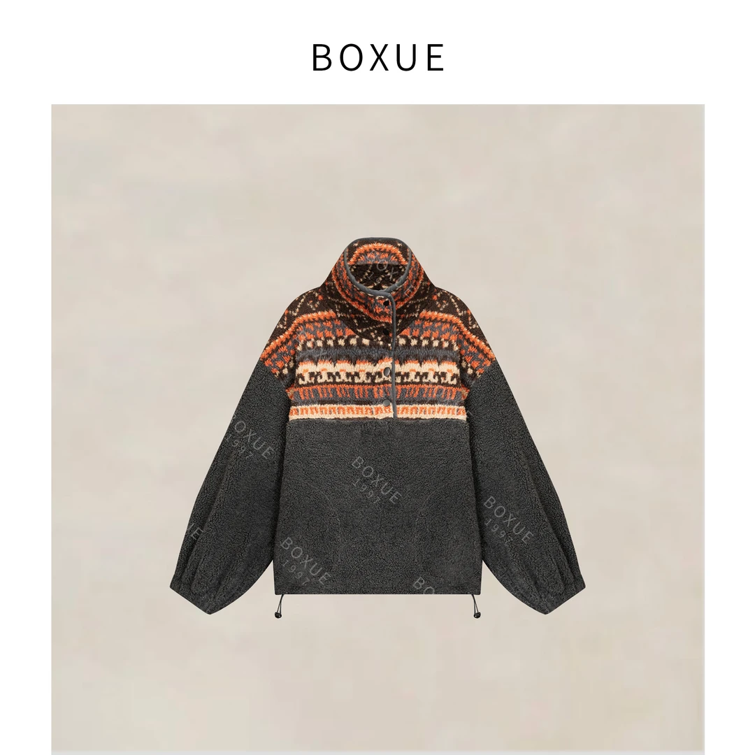 BOXUE“舒梦”2025秋冬高级感费尔岛风羊.毛轻奢 卫衣#251115WY6645