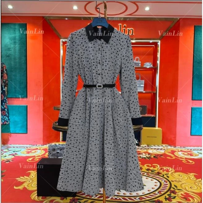 【小露】法恩琳法式设计师定制款显瘦优雅轻奢连衣裙 0046